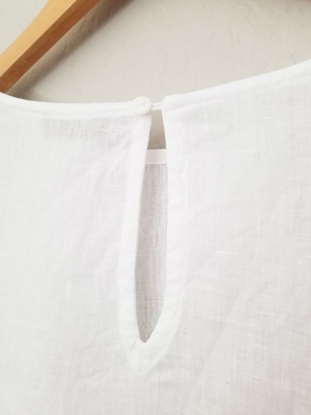 Purotatto 100% Linen Flax Blouse Top White Bell Sleeves Crochet Trim Italy 44 M - Picture 10 of 13